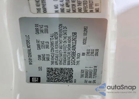 2022 Chevrolet Colorado z USA, uszkodzony, nr VIN 1GCHSBEA0N1126158